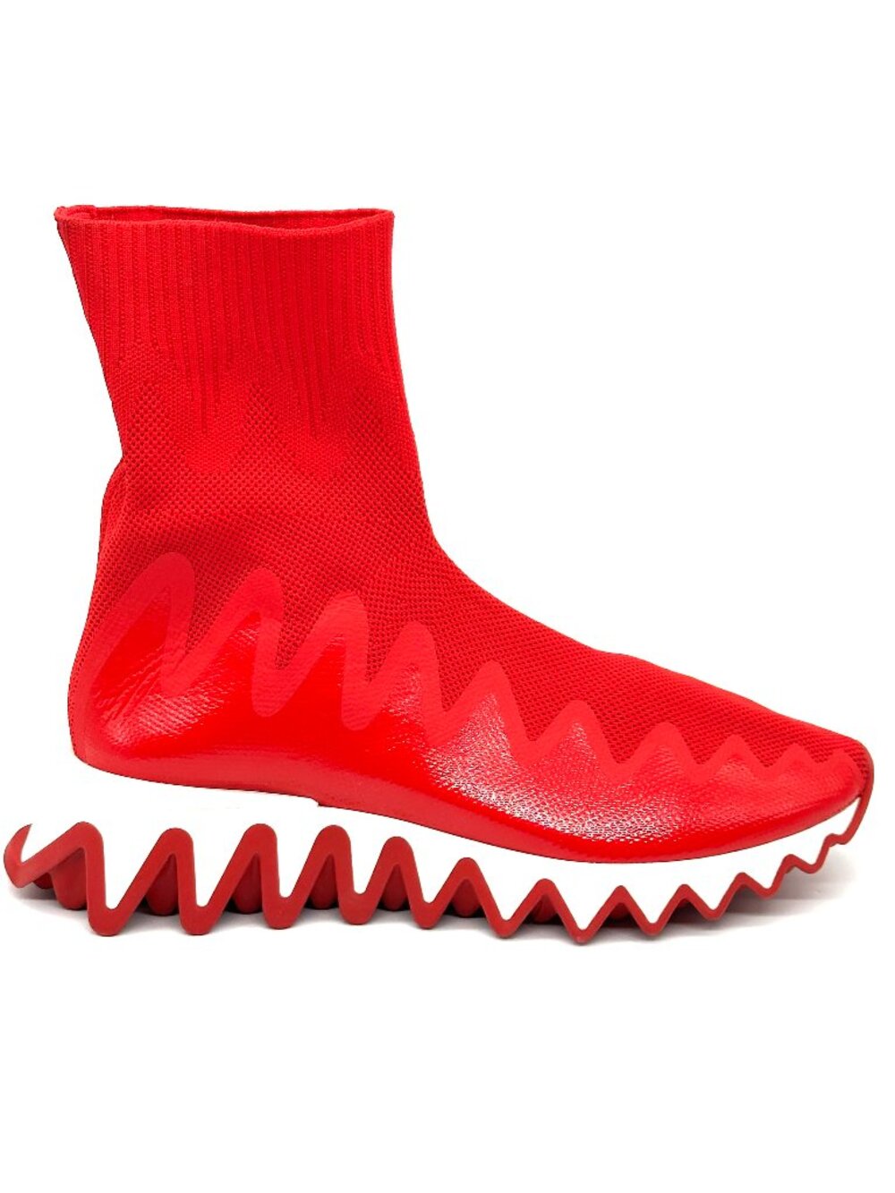 Christian Louboutin SHARKY SOCK Women Knit Flat Sneakers Shoes Loubi Red - Picture 5 of 10